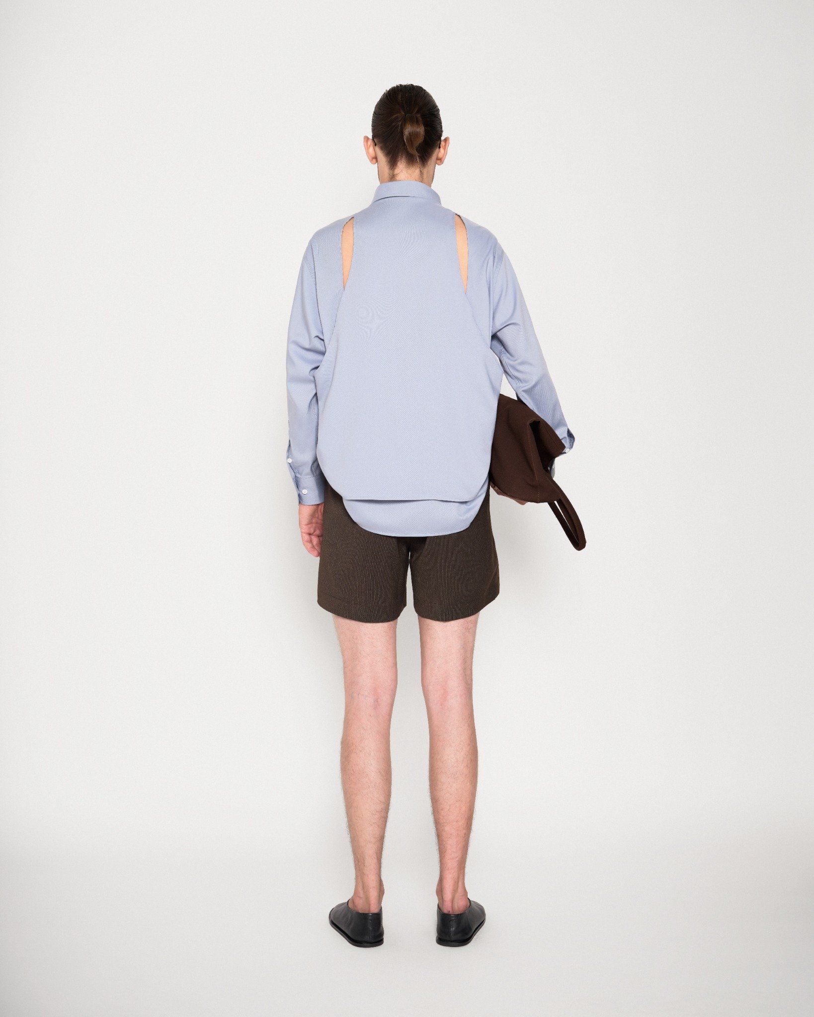  LIGHT BLUE CUT-OUT LONG SLEEVE SHIRT 
