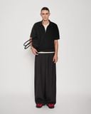  BLACK KNIT HALF-ZIP POLO 