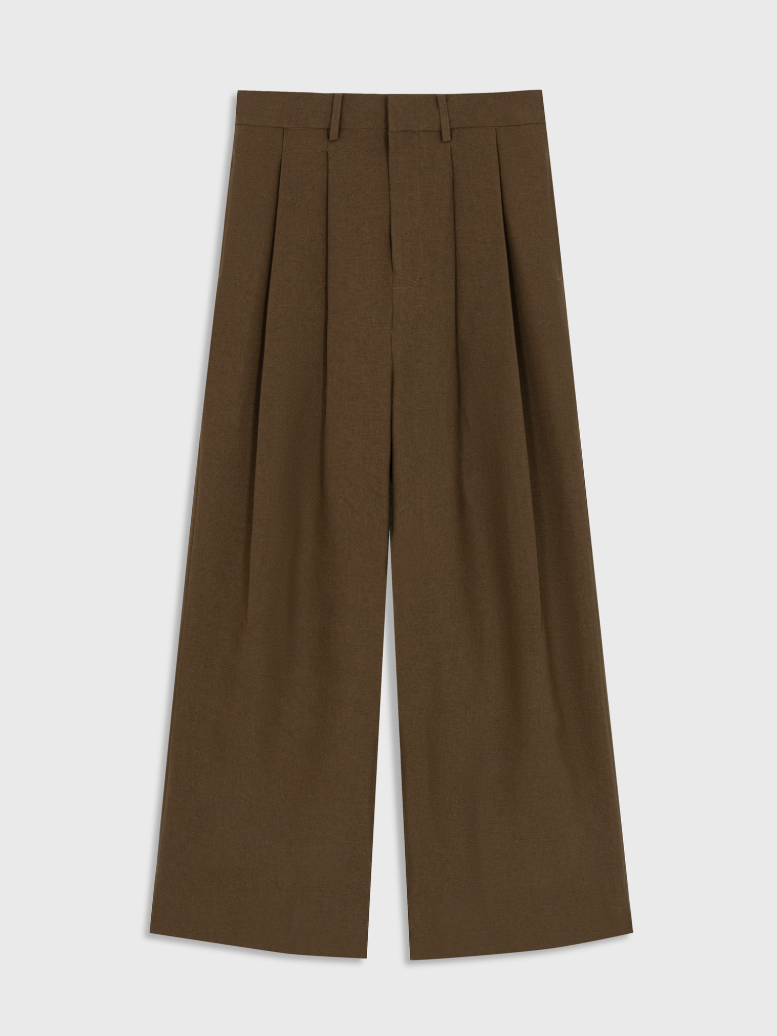  BROWN WOOL-VISCOSE WIDE LEG TROUSERS 
