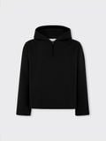  BLACK COTTON HALF ZIP HOODIE 