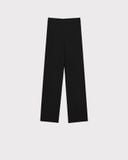  BLACK WOOL BLEND STRAIGHT LEG TROUSERS 