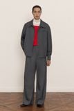  GREY DIAGONAL PLEAT WOOL-VISCOSE TROUSERS 