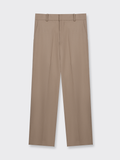  TAN WOOL BLEND STRAIGHT LEG TROUSERS 