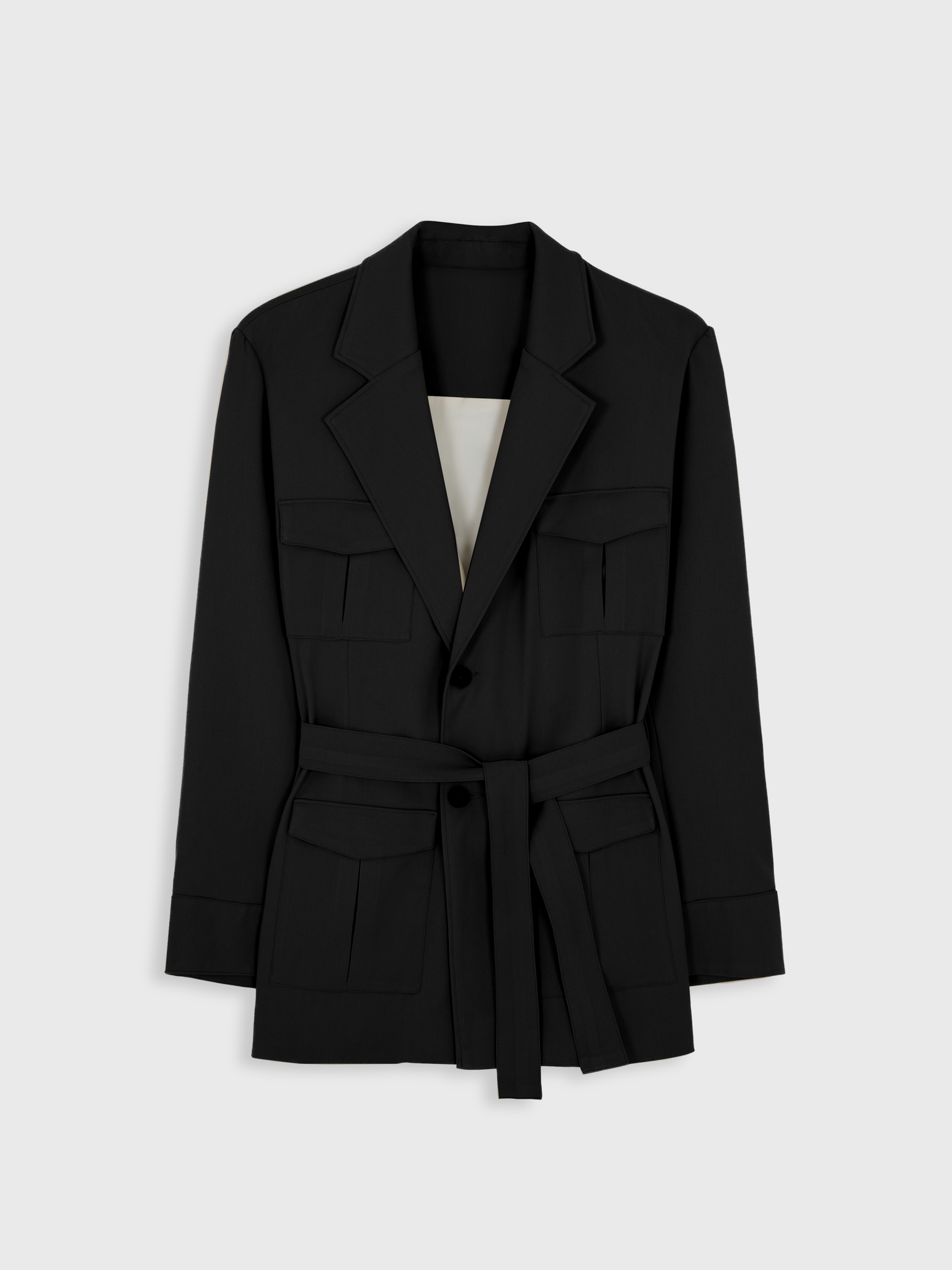  BLACK KHAKI WOOL SAFARI JACKET 