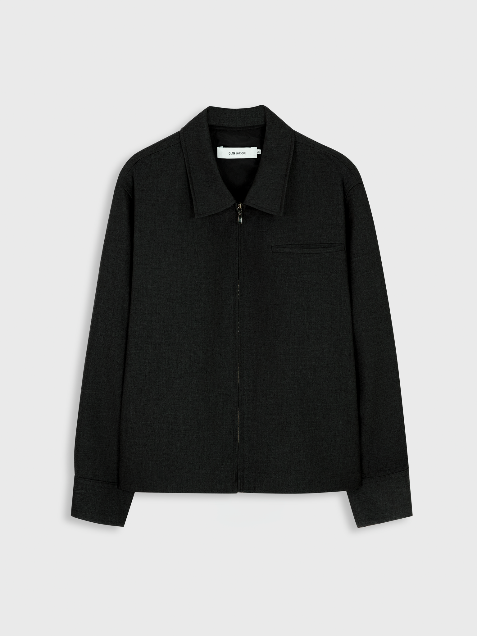  BLACK ZIP-UP VISCOSE WOOL JACKET 