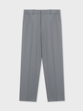  GREY WOOL BLEND STRAIGHT LEG TROUSERS 