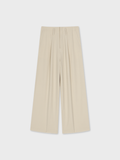  CREAM CLEAN-WAIST WIDE TROUSERS 