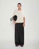  CREAM KNIT HALF-ZIP POLO 