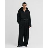  BLACK COTTON HALF ZIP HOODIE 