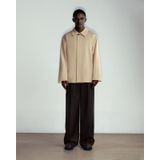  BLACK WOOL BLEND WIDE LEG TROUSERS 