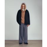  GREY WOOL BLEND WIDE LEG TROUSERS 