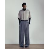  GREY WOOL BLEND WIDE LEG TROUSERS 