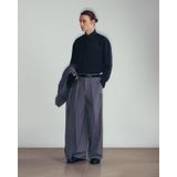  GREY WOOL BLEND WIDE LEG TROUSERS 