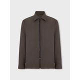  BEIGE GREY WOOL BLEND ZIP SHIRT 