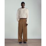 BROWN WOOL BLEND WIDE LEG TROUSERS 