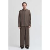  BEIGE GREY WOOL BLEND ZIP SHIRT 