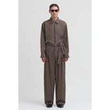  BEIGE GREY WOOL BLEND ZIP SHIRT 