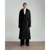  BLACK TAILORED KHAKI WOOL TRENCHCOAT 