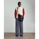  GREY WOOL BLEND WIDE LEG TROUSERS 