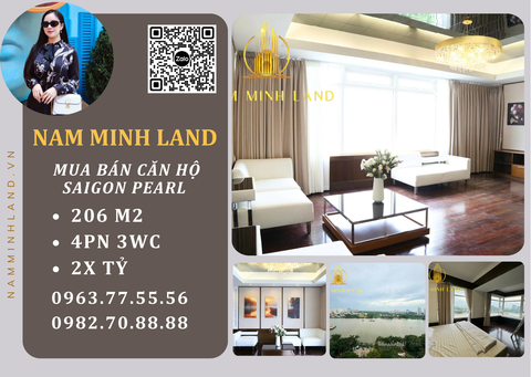  Bán căn hộ Saigon Pearl 4 phòng ngủ sửa thành 3 206m2- Tầng trung view sông thoáng mát, sổ đỏ trao liền tay 