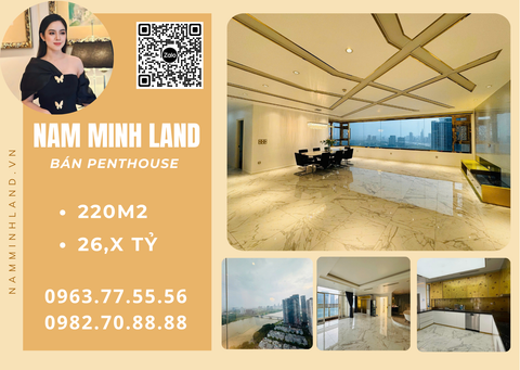  Saigon Pearl - Bán căn hộ PENTHOUSE diện tích 220m2 - View trực diện sông Sài Gòn, nội thất cơ bản 