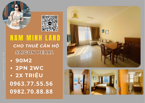  Cho thuê căn hộ Saigon Pearl 2 phòng ngủ 90m2- Nhà đẹp giá tốt nhất thị trường 
