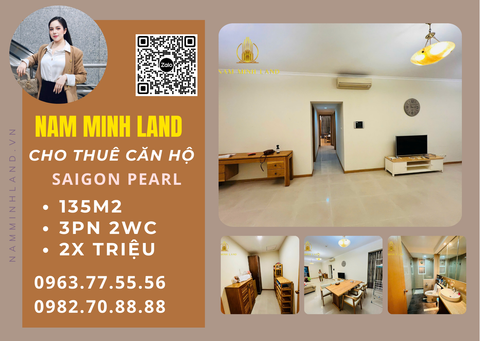  Cho thuê căn hộ Saigon Pearl 3 Phòng ngủ 135m2- View thành phố, ngắm trọn Landmark trong mắt bạn 