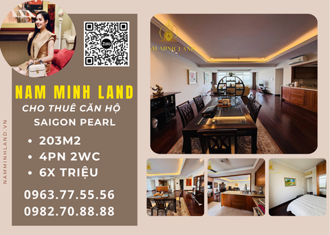  Cho thuê căn hộ Saigon Pearl 4 Phòng ngủ 203m2- View toàn cảnh sông Sài Gòn, nội thất cổ điển 