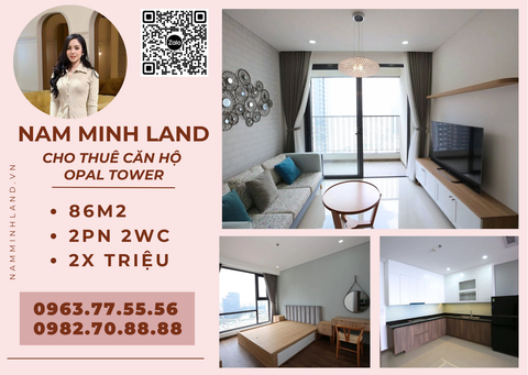  Opal Tower - Cho thuê căn hộ 2 phòng ngủ, đầy đủ nội thất cao cấp 