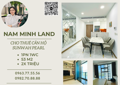 Cho thuê căn hộ 1 phòng ngủ 53m2, đầy đủ nội thất, tầng cao view sông 