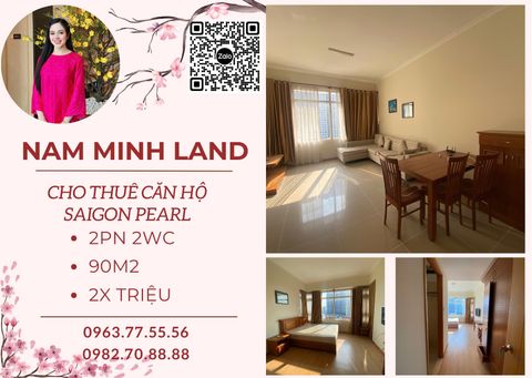  Cho thuê căn hộ Saigon Pearl 2 phòng ngủ 89m2- Tầng trung view sông, vị trí đẹp 