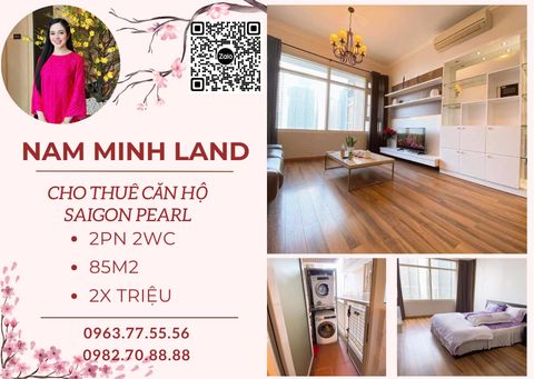  Cho thuê căn hộ Saigon Pearl 2 phòng ngủ 86m2-Tầng cao, nội thất đẹp 
