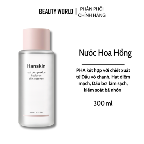 Nước Hoa Hồng Dưỡng Ẩm HANSKIN REAL COMPLEXION HYALURON SKIN ESSENCE 300ml/150ml