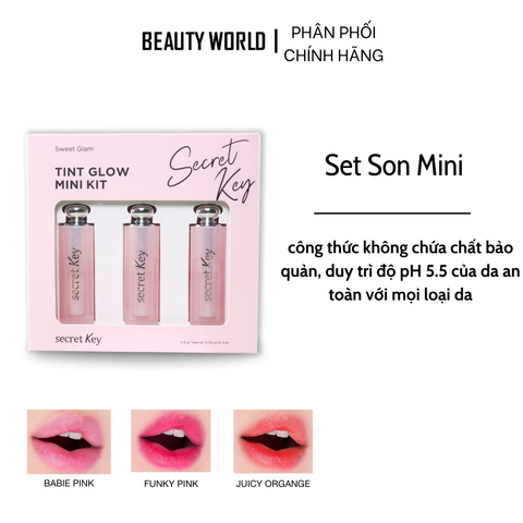 Bộ son dưỡng Secret Key Sweet Glam Tint Glow - Set Mini Kit (3x1.5g)