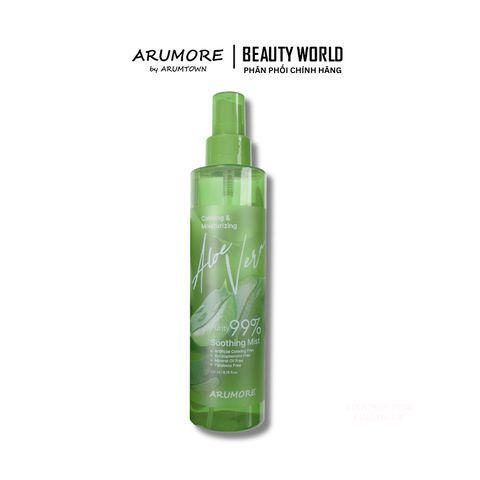 Xịt khoáng lô hội dưỡng ẩm và làm dịu da  ARUMORE ALOE VERA SOOTHING MIST 200ml