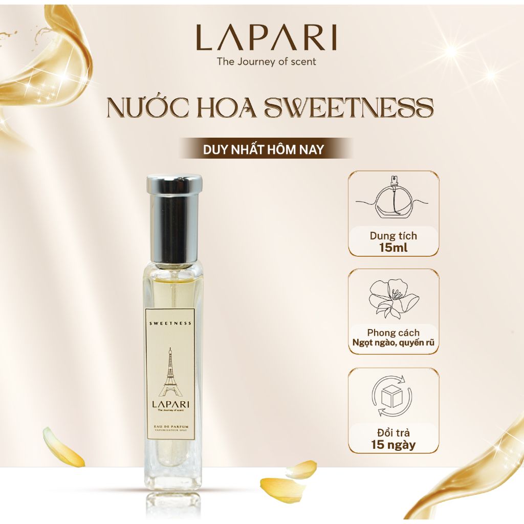 Nước Hoa SWEETNESS Eau De Parfum Chính hãng LAPARI Mùi hương sang trọng, quyến rũ, dung tích 15ml
