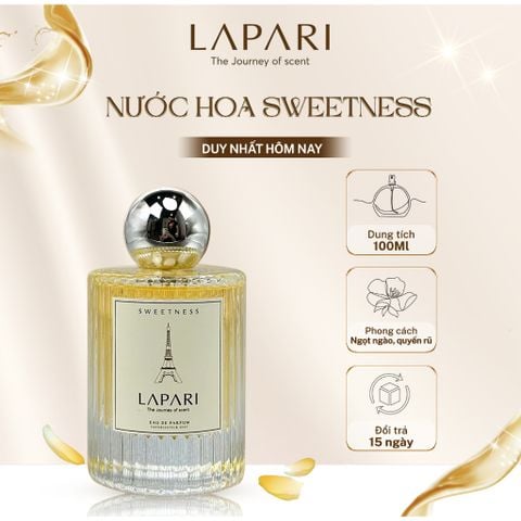 Nước Hoa SWEETNESS Eau De Parfum Chính hãng LAPARI Mùi hương sang trọng, quyến rũ, dung tích 15/100ml