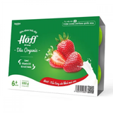 Sữa chua Hoff Organic vị dâu, lốc 6 hũ, 6m+