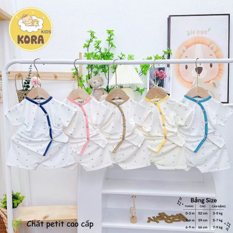 Bộ cài lệch kẻ ngắn tay Kora kid