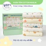 Khăn tắm cotton Muslin nhăn Yori 4 lớp 120x120cm