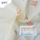 Khăn sữa Muslin Yori họa tiết, hộp 10 cái 30x30cm
