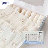 Khăn sữa Muslin Yori họa tiết, hộp 10 cái 30x30cm