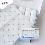 Khăn sữa Muslin Yori họa tiết, hộp 10 cái 30x30cm