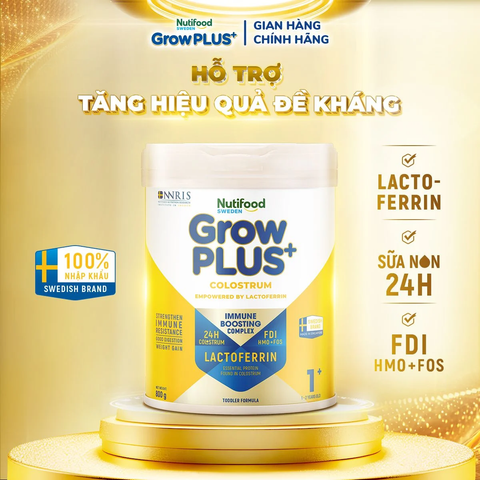 Nutifood Grow Plus Colostrum Lactoferrin 1+ 800g, cho bé từ 1-2 tuổi