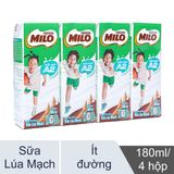 Sữa Milo A2 180ml, lốc 4 hộp