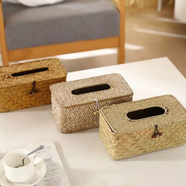  Rectangular Seagrass Tissue Box Cover - TR_NCV046 