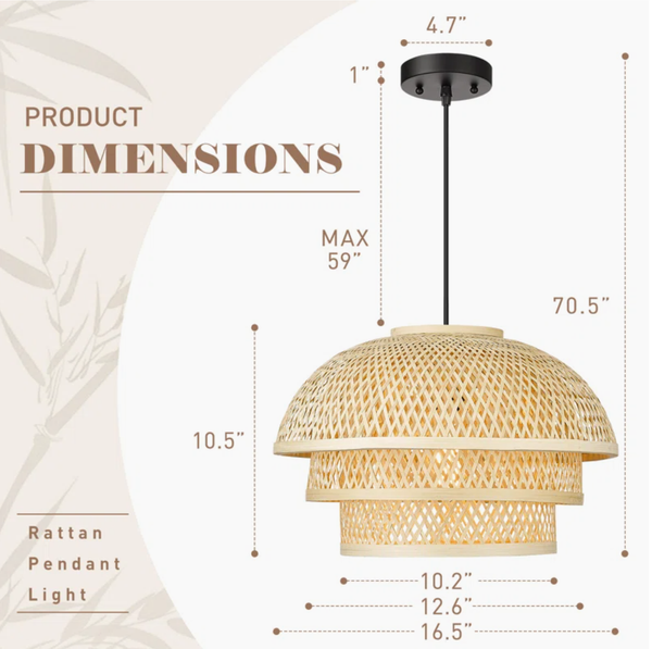  3-Tier Handwoven Bamboo Pendant Light Fixture - CL_NCV076 