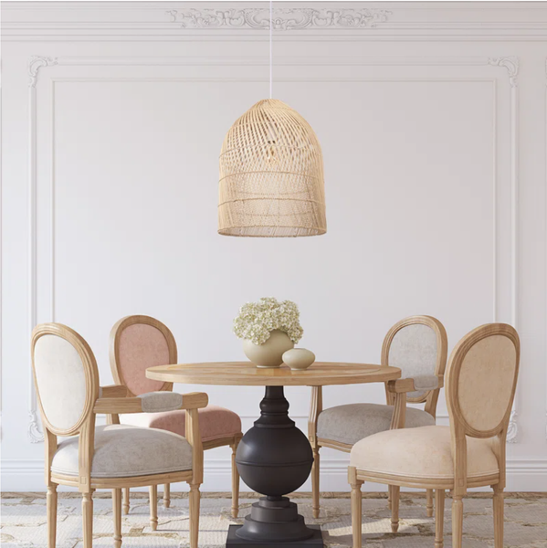  Handwoven Rattan Bell Pendant Light with Metal Frame - CL_NCV086 