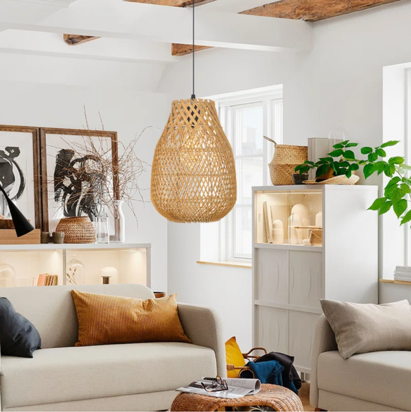  Handwoven Rattan Pear-Shaped Pendant Light - CL_NCV085 