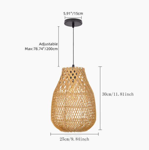  Handwoven Rattan Pear-Shaped Pendant Light - CL_NCV085 